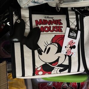 Disney Minnie Mouse Black and White Tote with Red Accents
